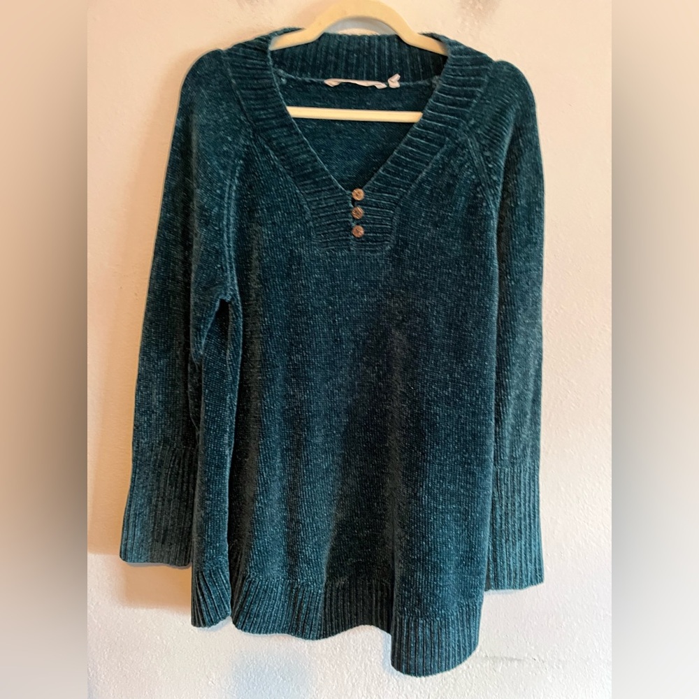 Soft Surroundings Dark Teal Chenille Tunic Sweater Medium